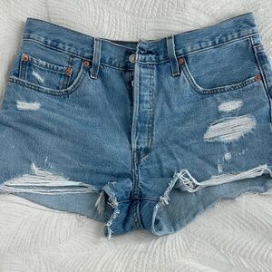 Levi's Light Blue Distressed Denim Cutoff Shorts